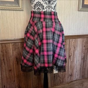 Spirit Halloween pink plaid skirt Y2K punk school girl bubble goth S/M